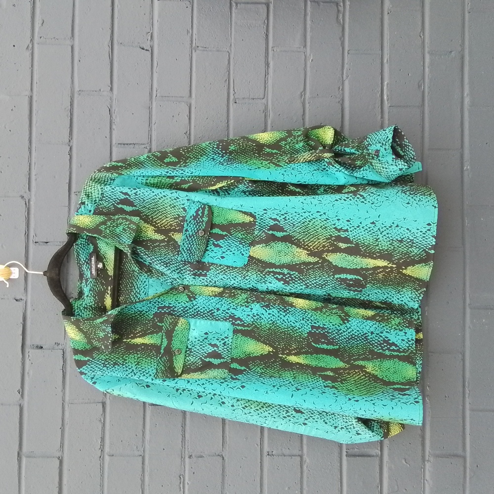 Notations Snakeskin Print Button Down